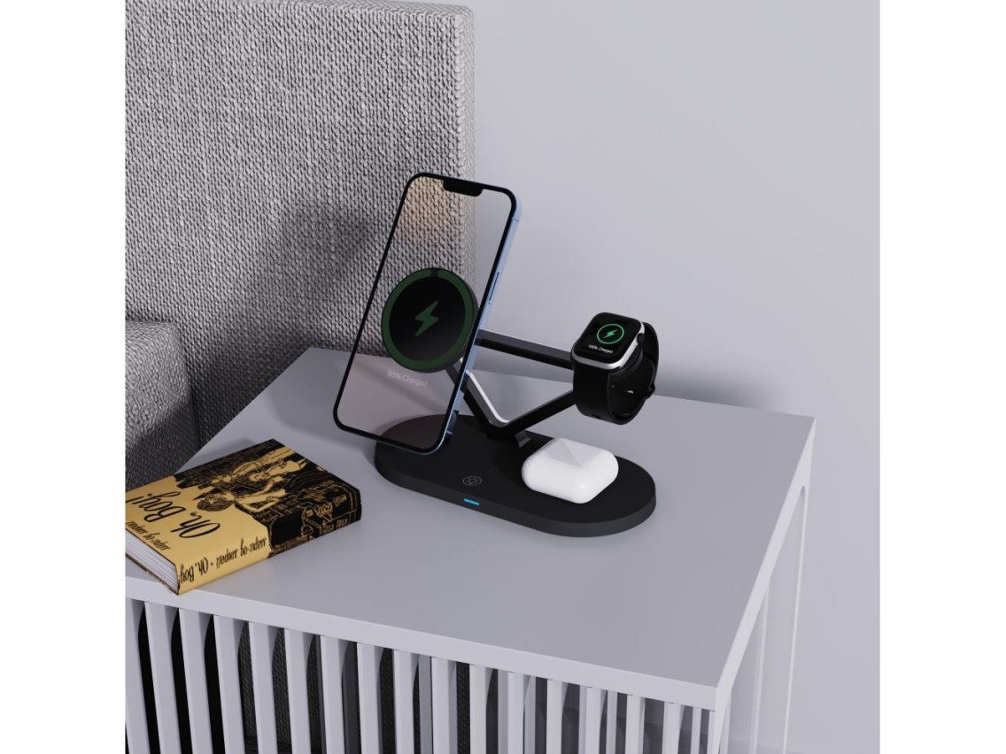 Tech-Protect QI15W-A41 3in1 Wireless Charger with MagSafe for Apple Devices - Black