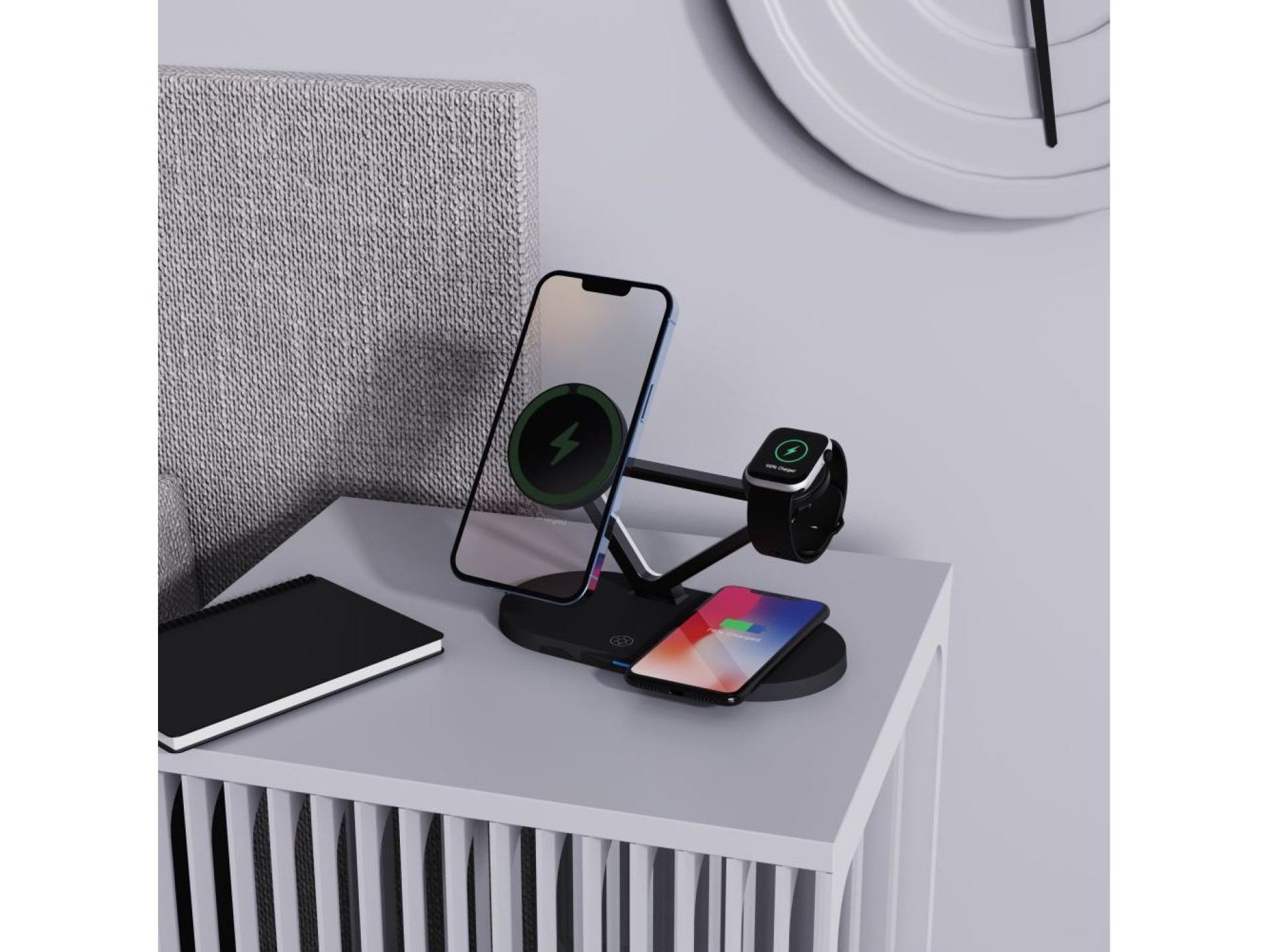 Tech-Protect QI15W-A41 3in1 Wireless Charger with MagSafe for Apple Devices - Black