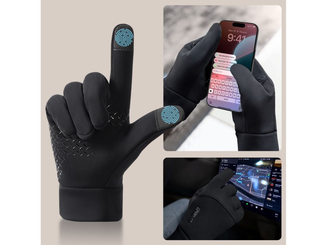 Guantes Tech-Protect WG01 con puntas táctiles, talla M - Negro