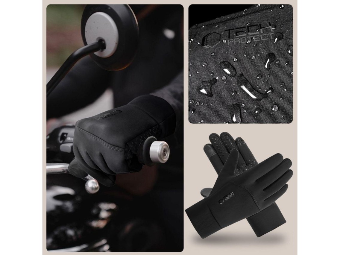 Guantes Tech-Protect WG01 con puntas táctiles, talla M - Negro