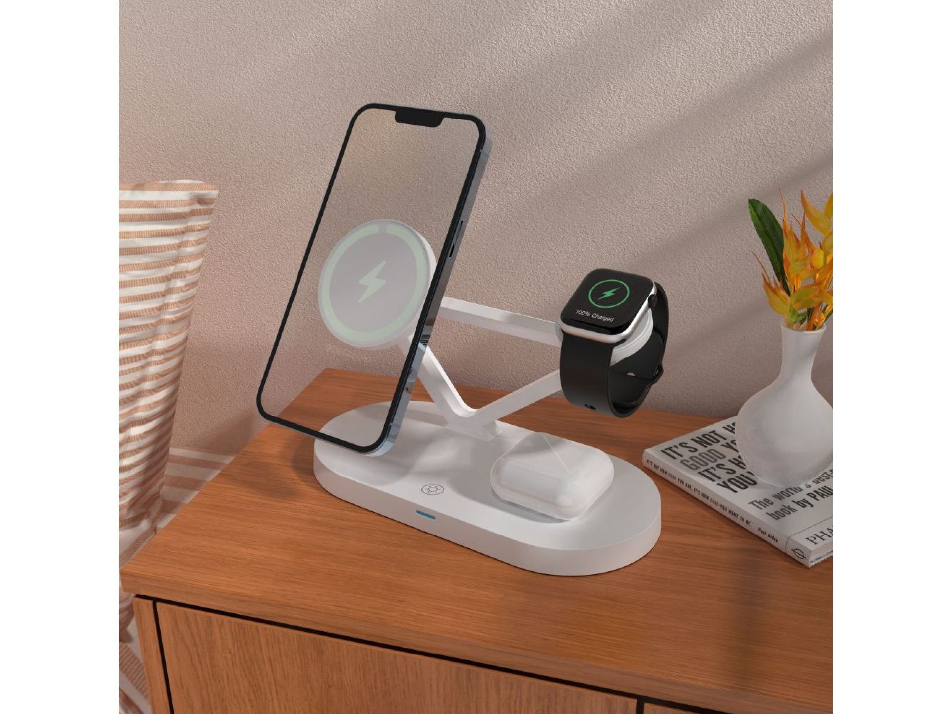 Tech-Protect QI15W-A41 3in1 Wireless Charger with MagSafe for Apple Devices - White