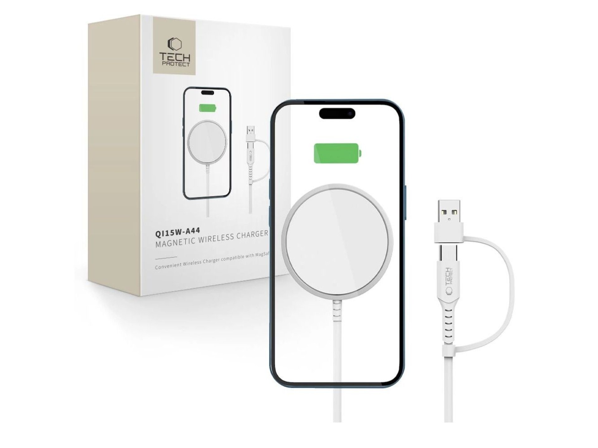 Tech-Protect QI15W-A44 Magnetic Wireless Charger with MagSafe - White