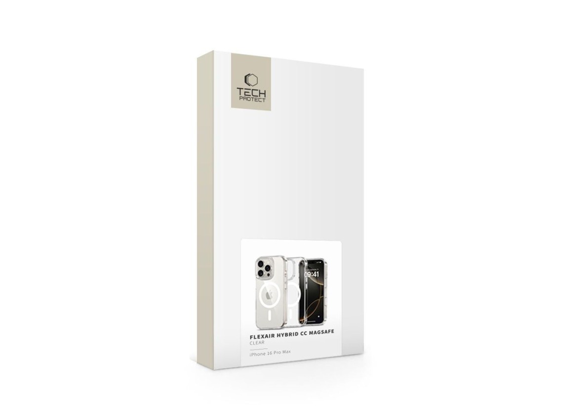 Funda Tech-Protect Flexair Hybrid CC MagSafe para iPhone 16 Pro Max - Transparente
