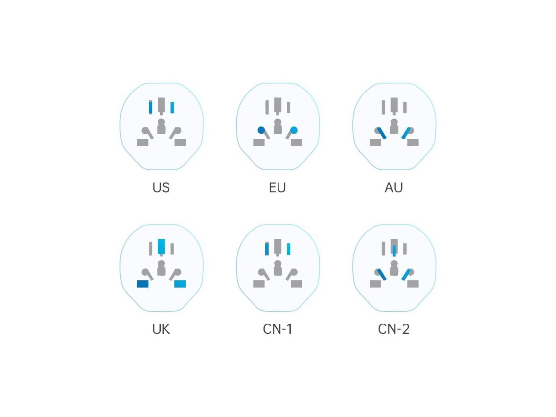 Adaptador de viaje universal Tech-Protect para la UE - blanco