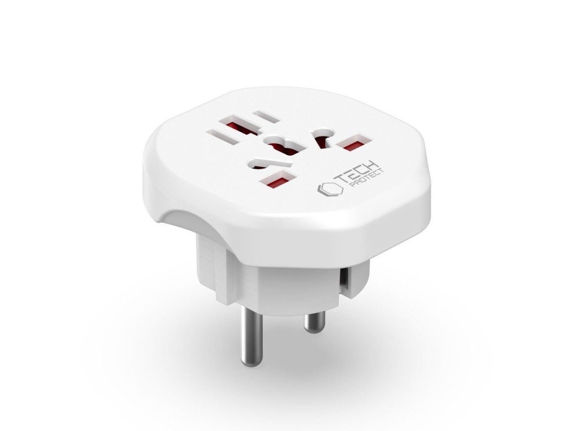 Adaptador de viaje universal Tech-Protect para la UE - blanco