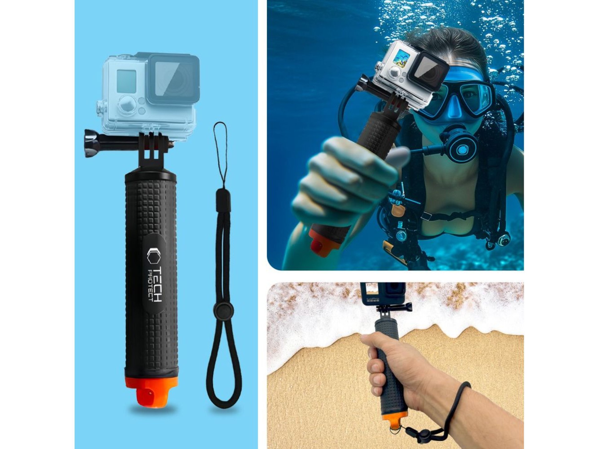 Tech-Protect GA100 Hand Grip for GoPro / DJI - Black