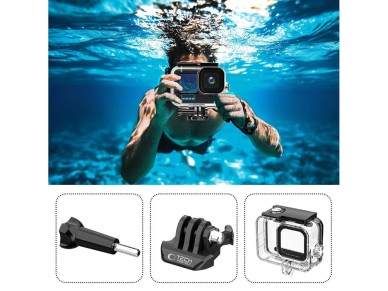 Capa � prova d'�gua Tech-Protect GA200 para GoPro Hero 9 / 10 / 11 / 12 - Transparente