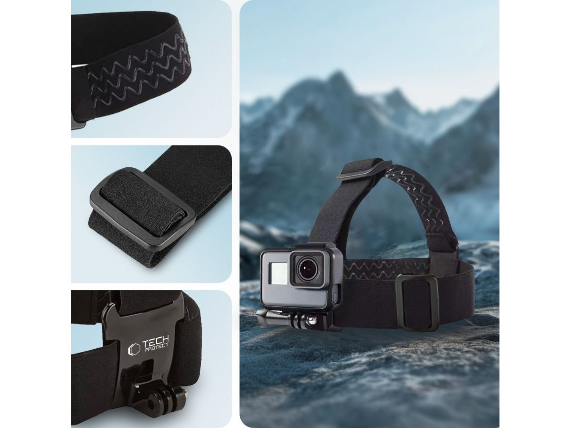 Soporte para cabeza Tech-Protect GA100 para GoPro / DJI - Negro