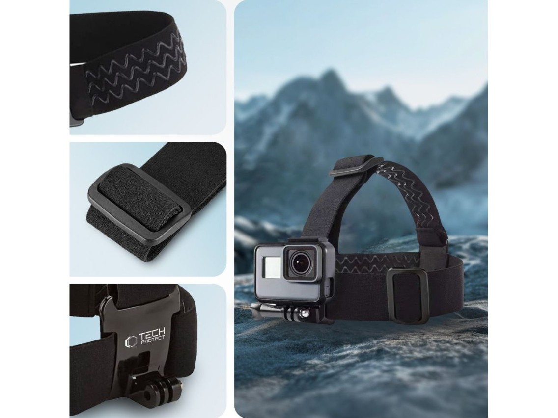 Soporte para cabeza Tech-Protect GA100 para GoPro / DJI - Negro