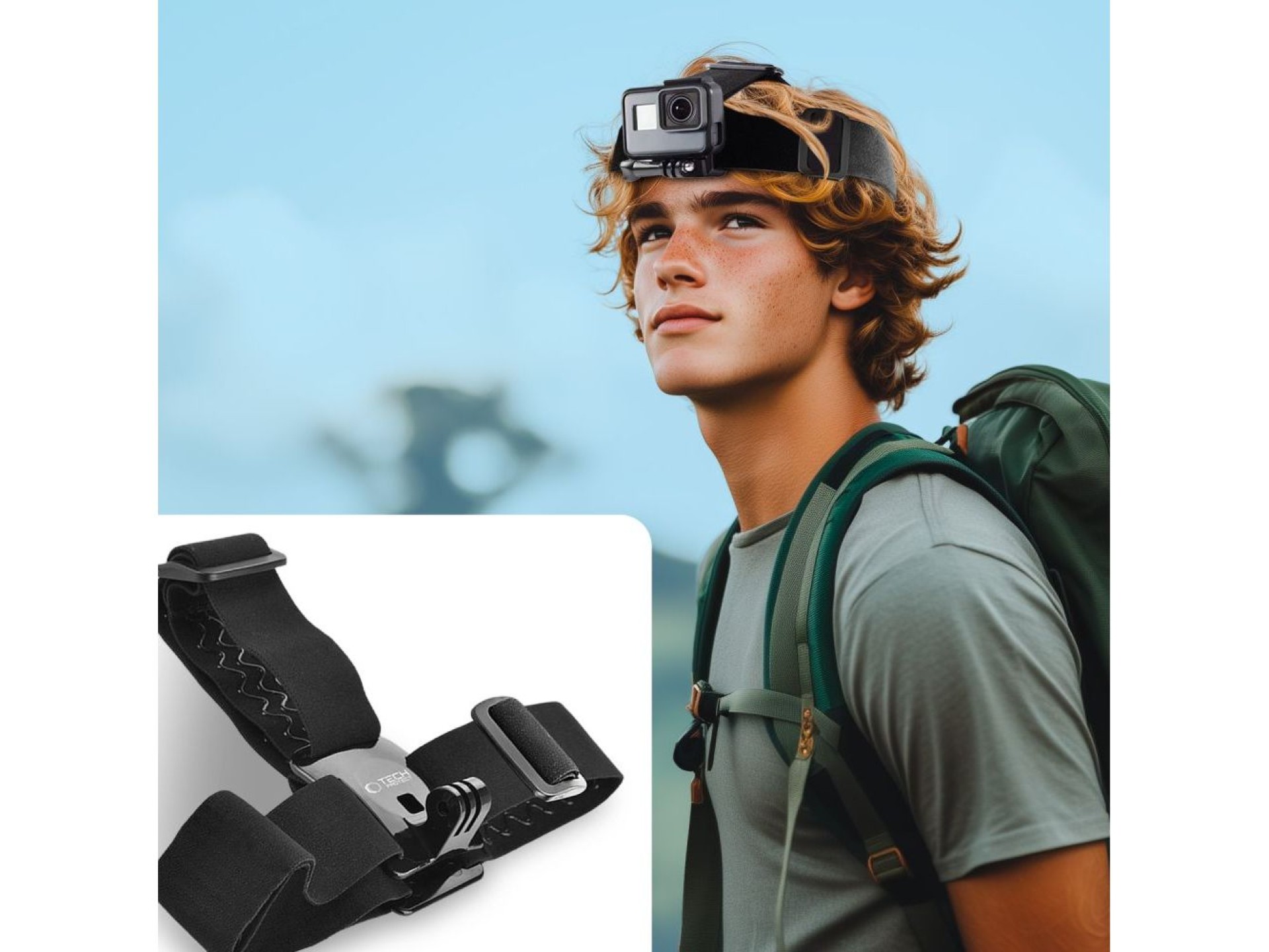 Soporte para cabeza Tech-Protect GA100 para GoPro / DJI - Negro