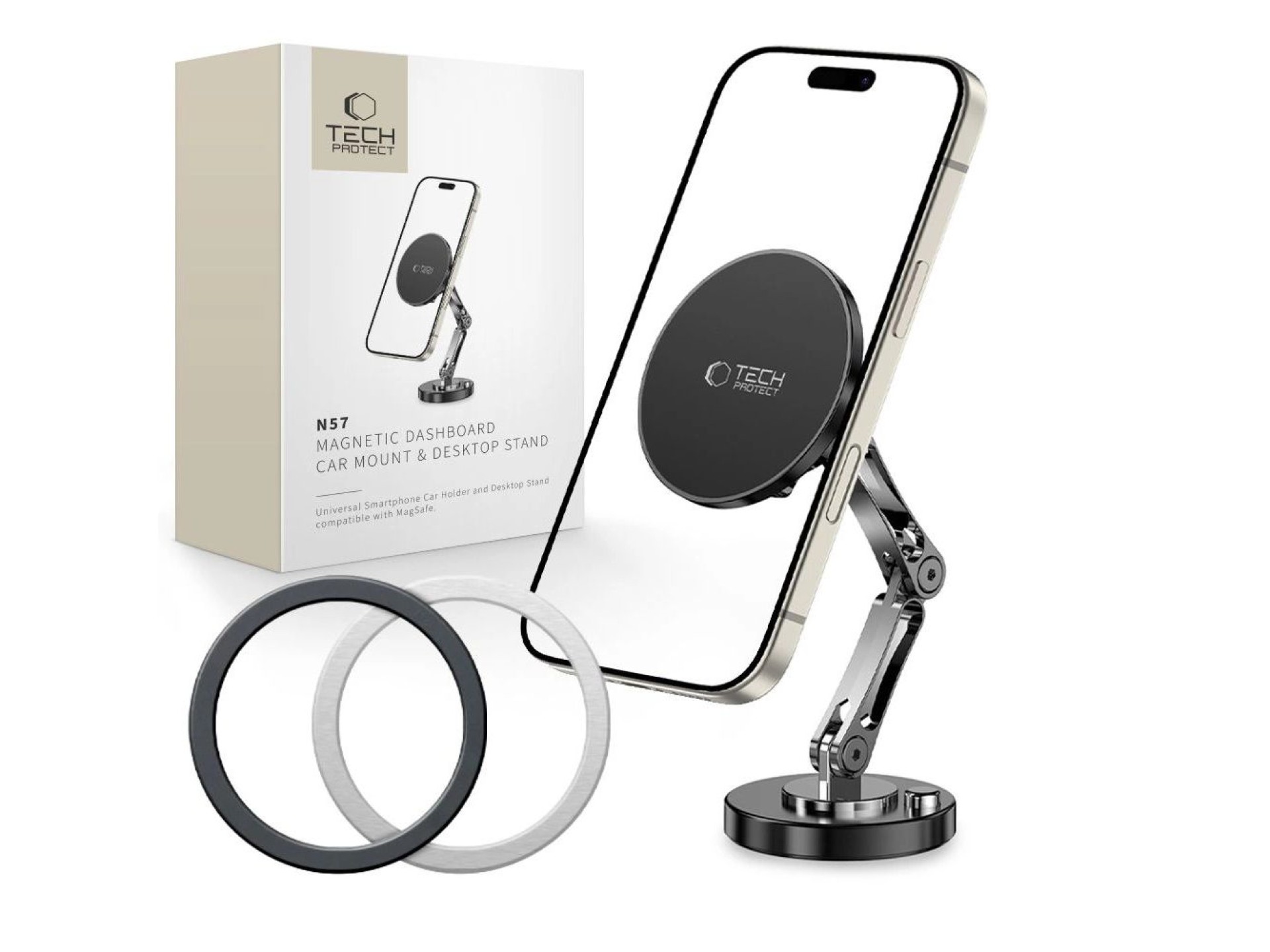 Tech-Protect N57 Magnetic MagSafe Car/Desk Mount - Black