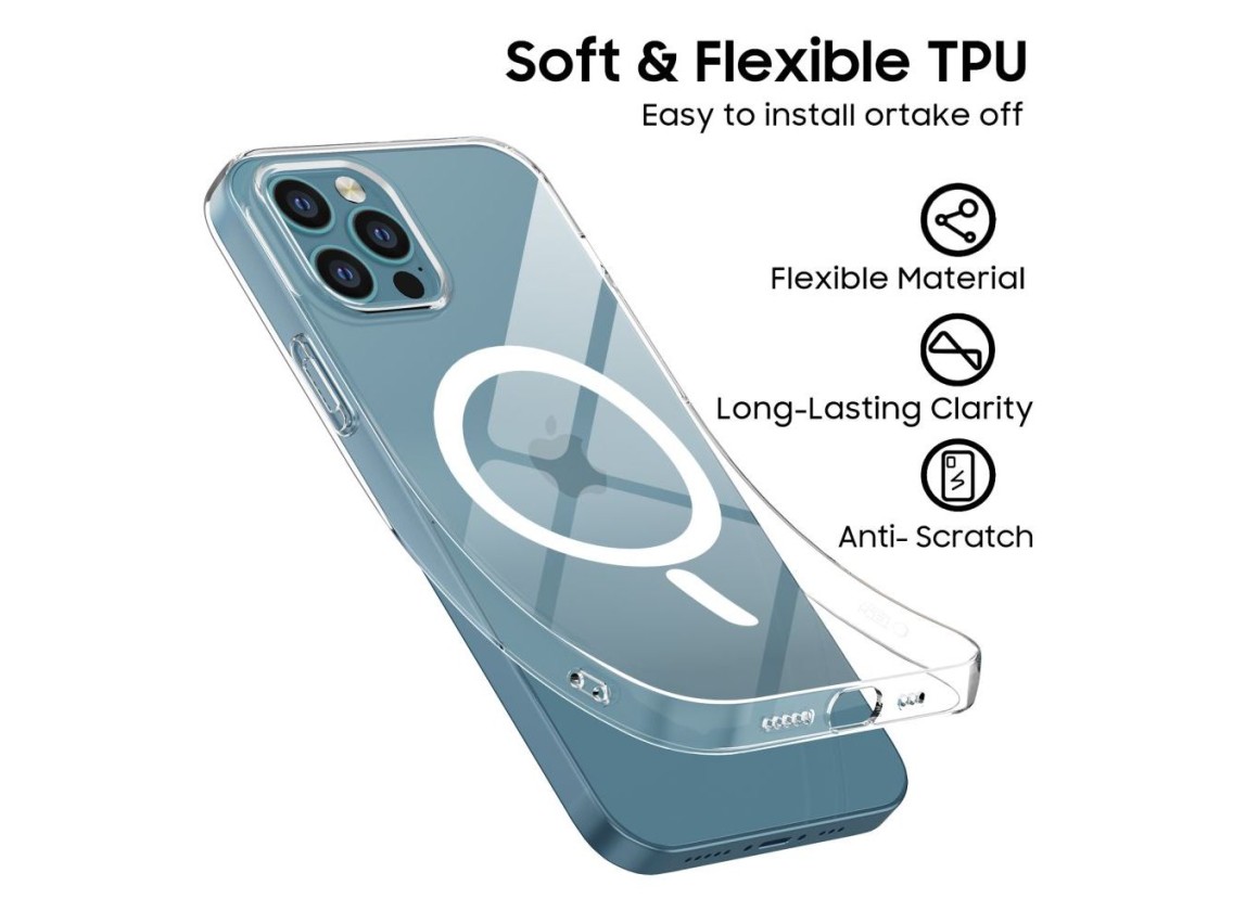 Capa Tech-Protect FlexAir MagSafe para iPhone 12 / 12 Pro - Transparente