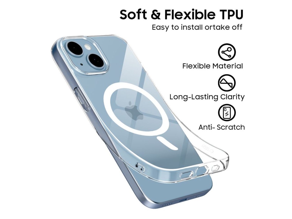 Funda Tech-Protect FlexAir MagSafe para iPhone 13/14 - Transparente