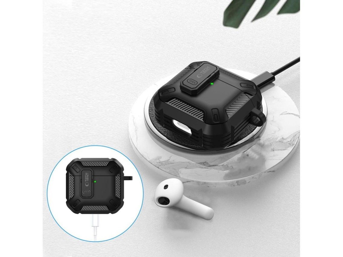 Capa Tech-Protect Carbonox para AirPods 4 - Preta