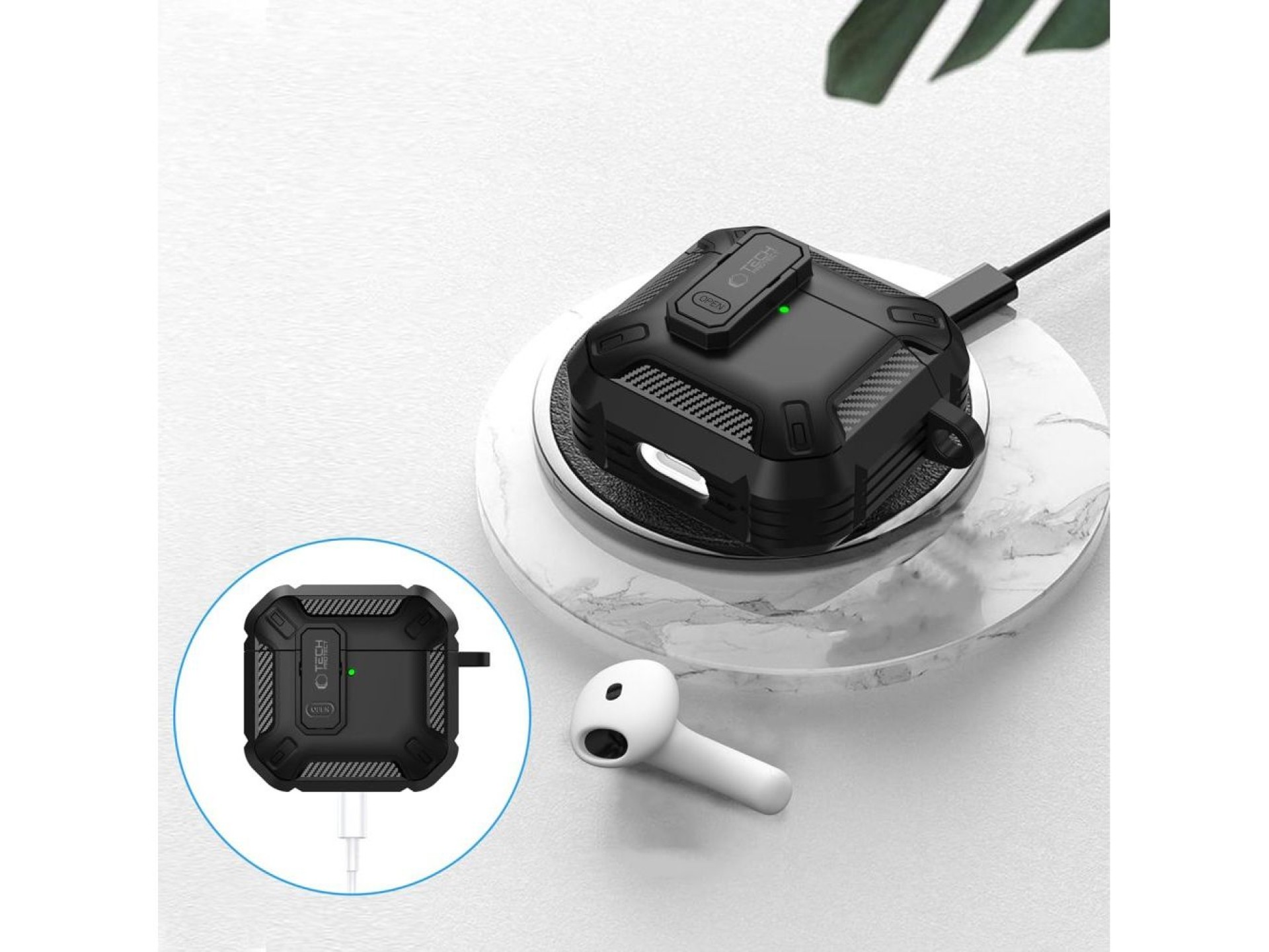 Capa Tech-Protect Carbonox para AirPods 4 - Preta