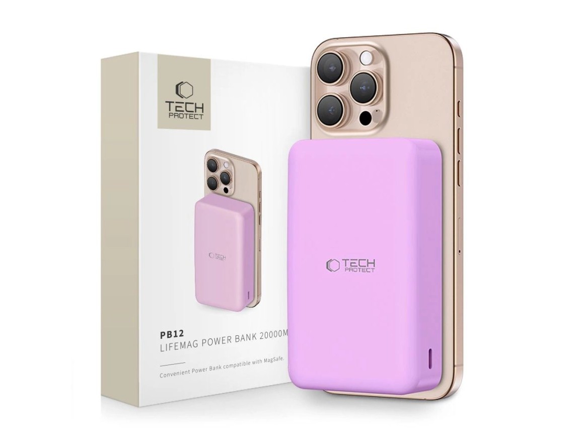 Powerbank Tech-Protect PB12 LifeMag MagSafe 20000MAH - morado