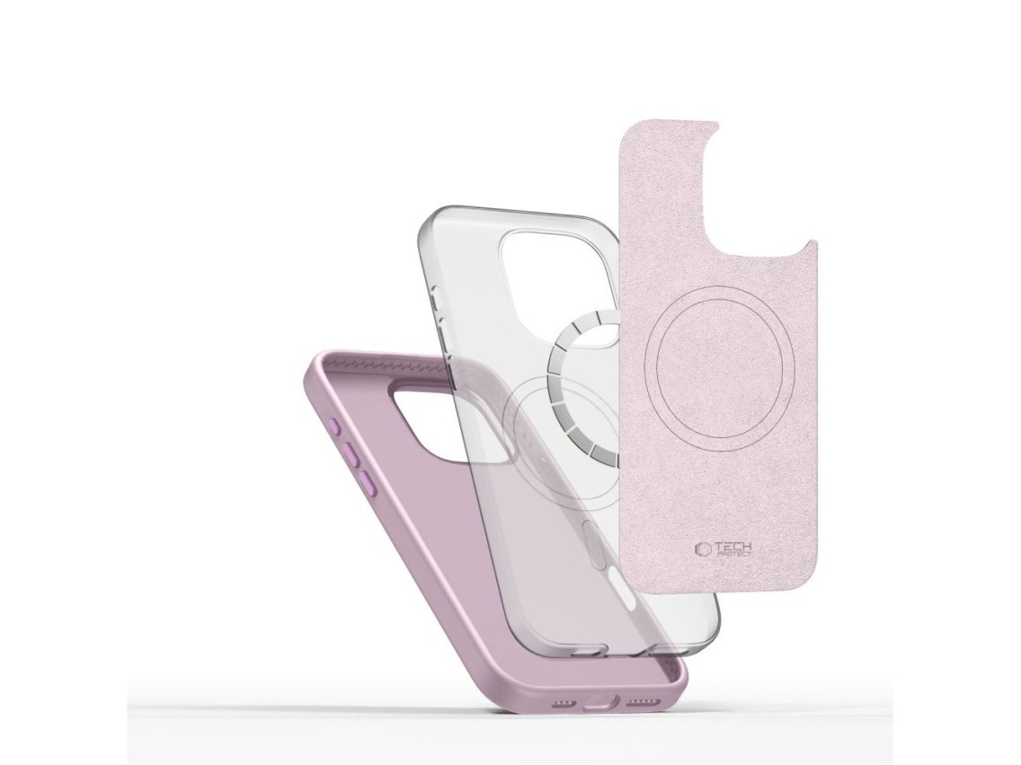 Funda Tech-Protect de silicona PU MagSafe para iPhone 16 Pro - Rosa