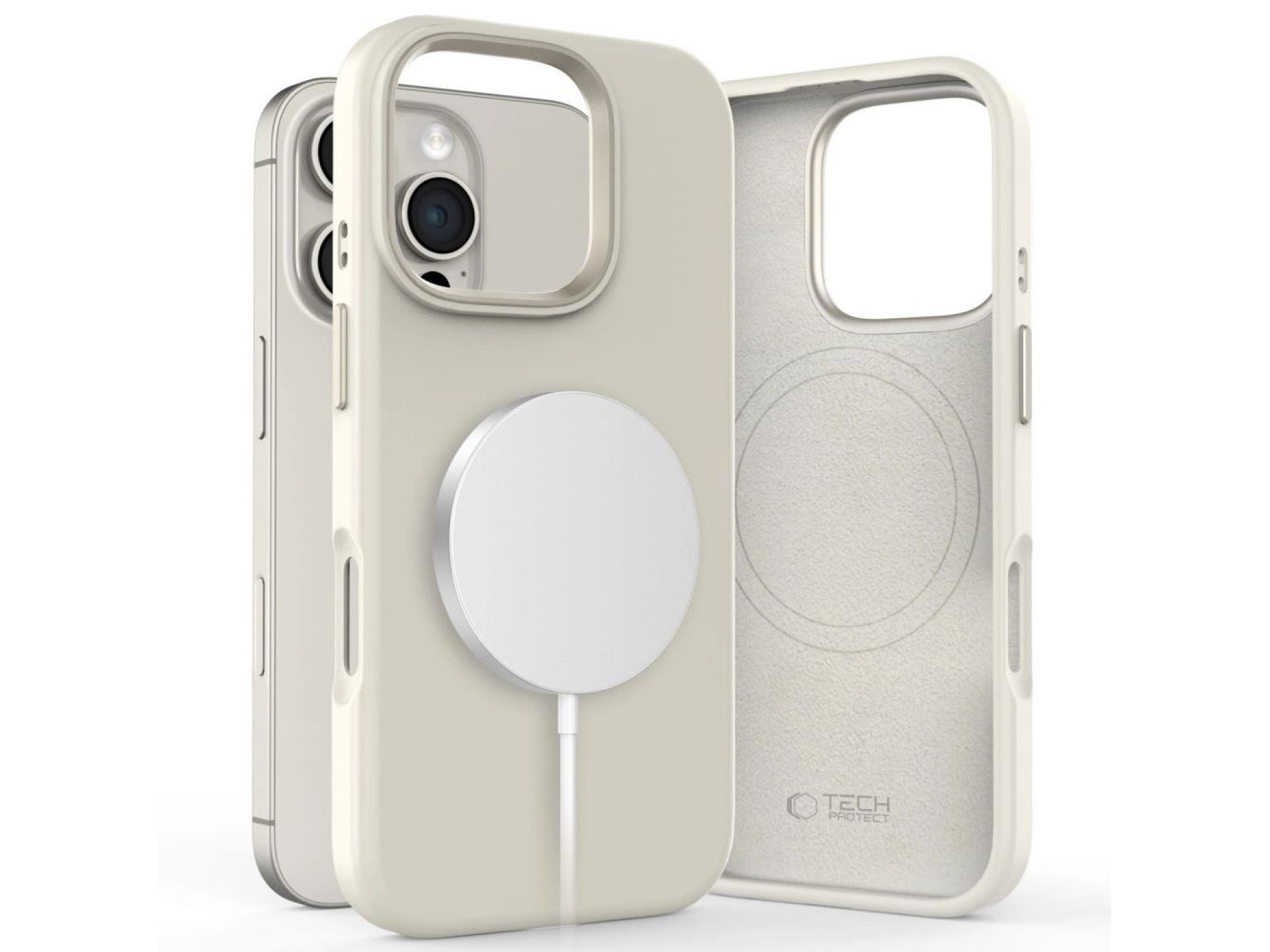 Tech-Protect Silicone PU MagSafe iPhone 16 Pro Case - Beige