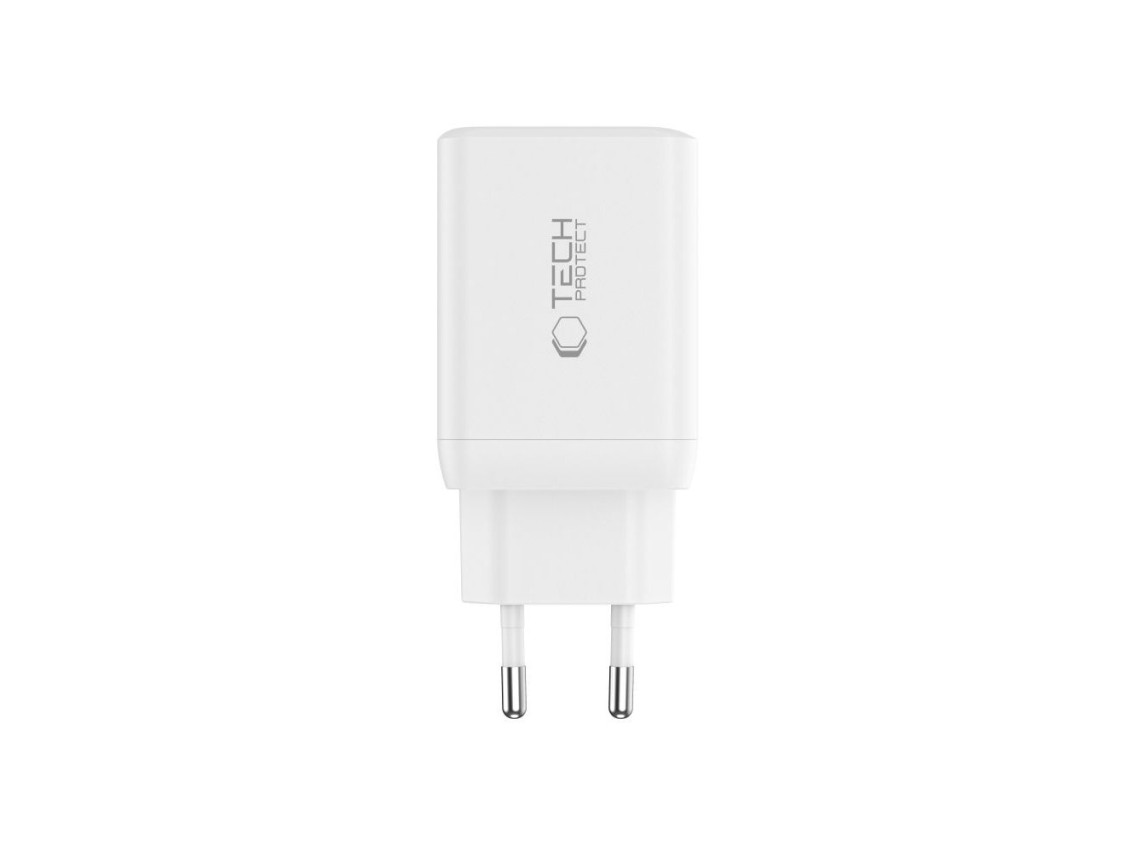 Carregador Tech-Protect NC45W-GAN de 2 portas PD45W + cabo tipo C - branco