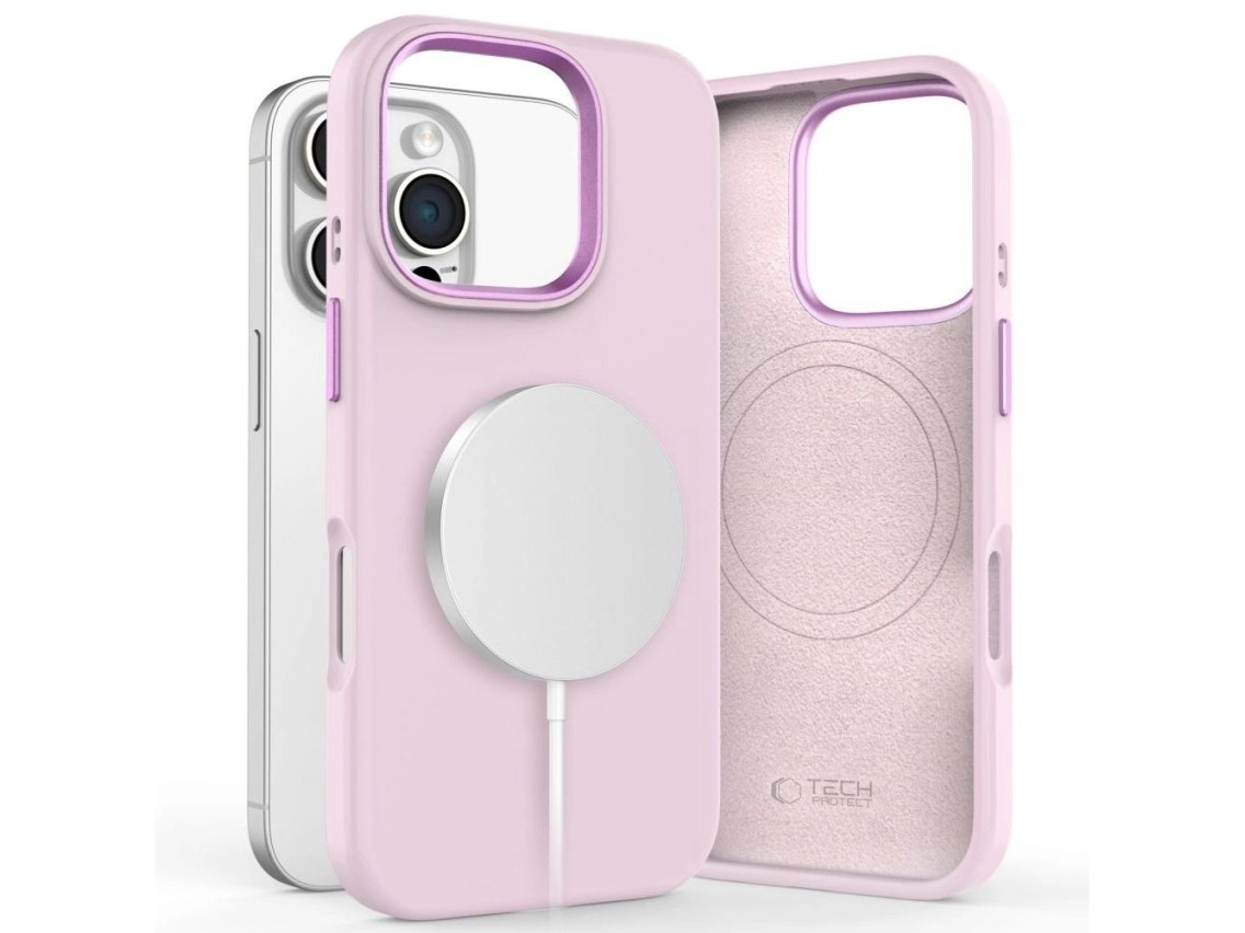 Funda Tech-Protect de silicona PU MagSafe para iPhone 16 Pro - Rosa