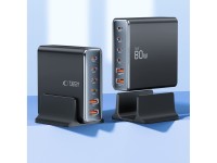 Estação de carregamento Tech-protect DC80W-GAN de 6 portas PD80W/QC3.0 - Preta Estação de carregamento Tech-protect DC80W-GAN de 6 portas PD80W/QC3.0 - Preta