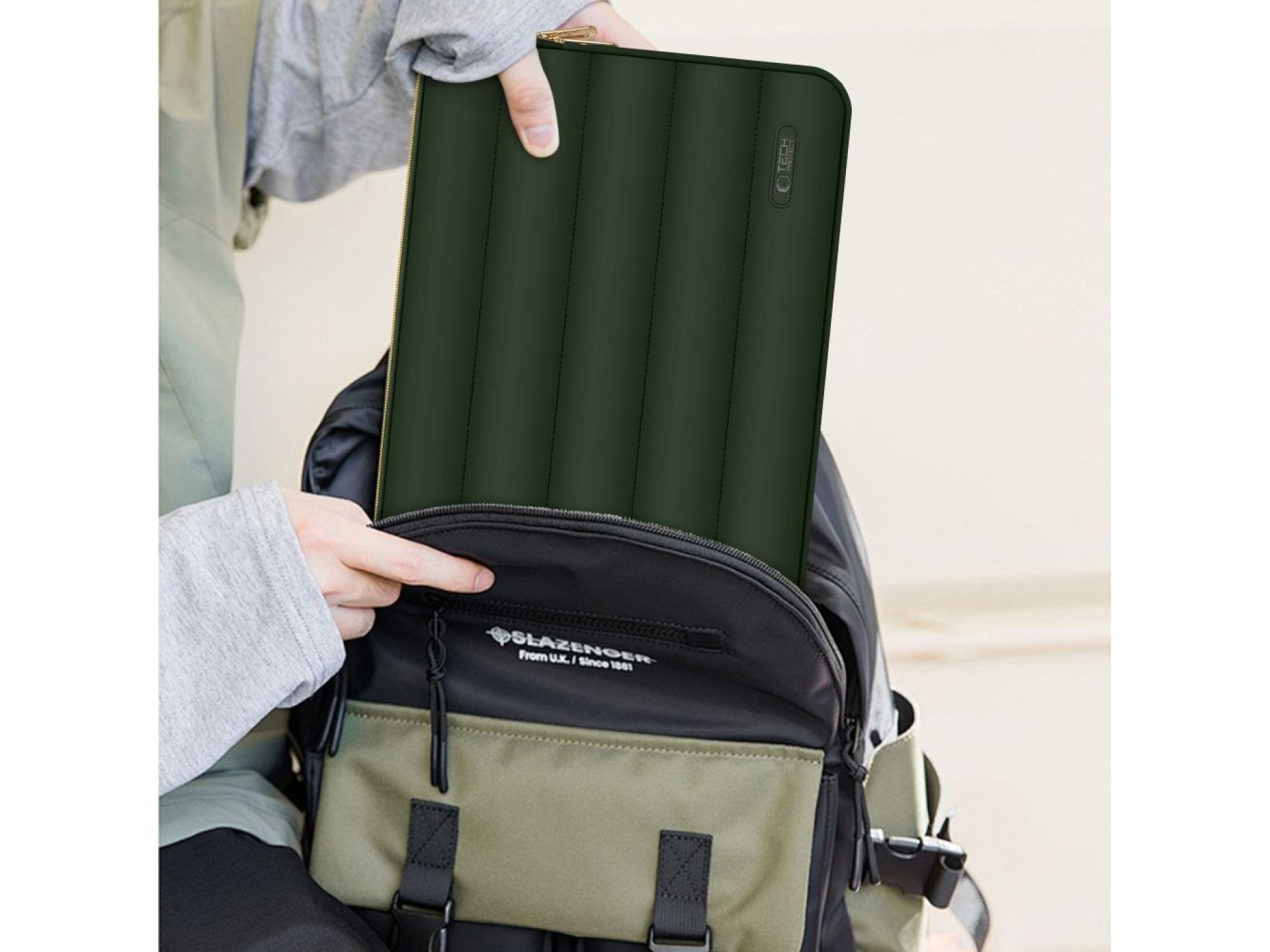 Mochila para laptop Tech-Protect Puffy 15-16 - verde-oliva