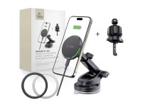 Suporte veicular Tech-Protect MM15W-V7 QI2 com carregador indutivo - Preto