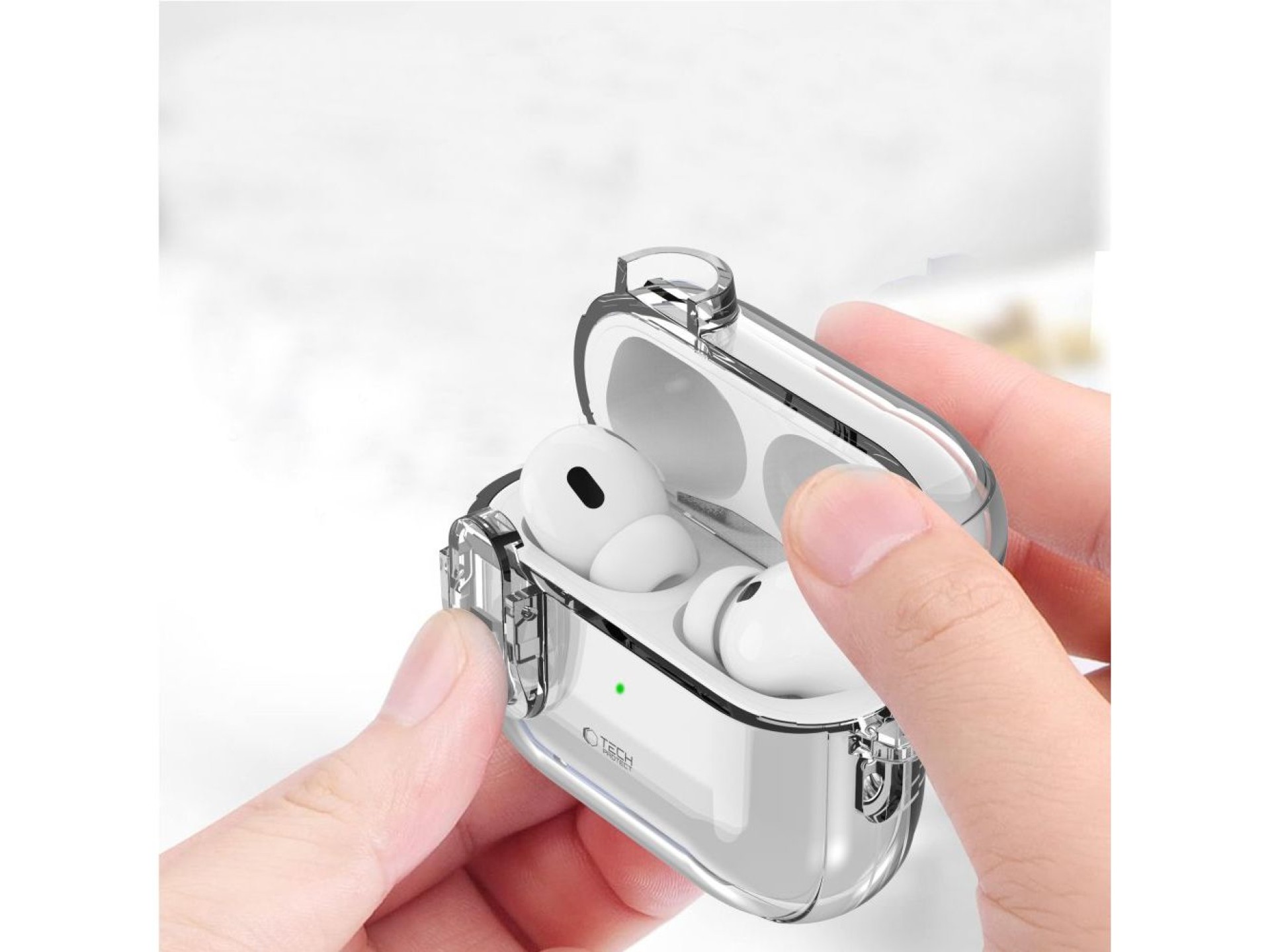 Capa Tech-Protect Slim Hook para AirPods 1/2 - Transparente
