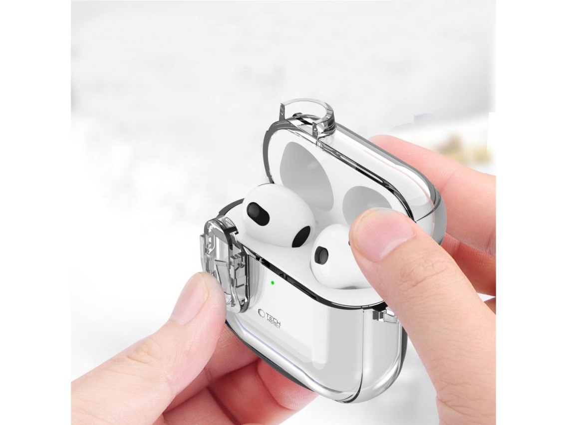 Funda Tech-Protect Slim Hook para AirPods 4 - Transparente
