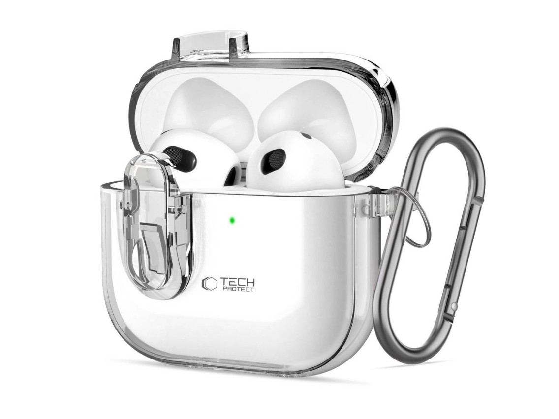Funda Tech-Protect Slim Hook para AirPods 4 - Transparente