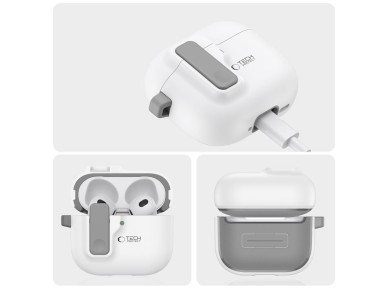 Tech-Protect Slim Hook Case for AirPods 4 - White Tech-Protect Slim Hook Case for AirPods 4 - White