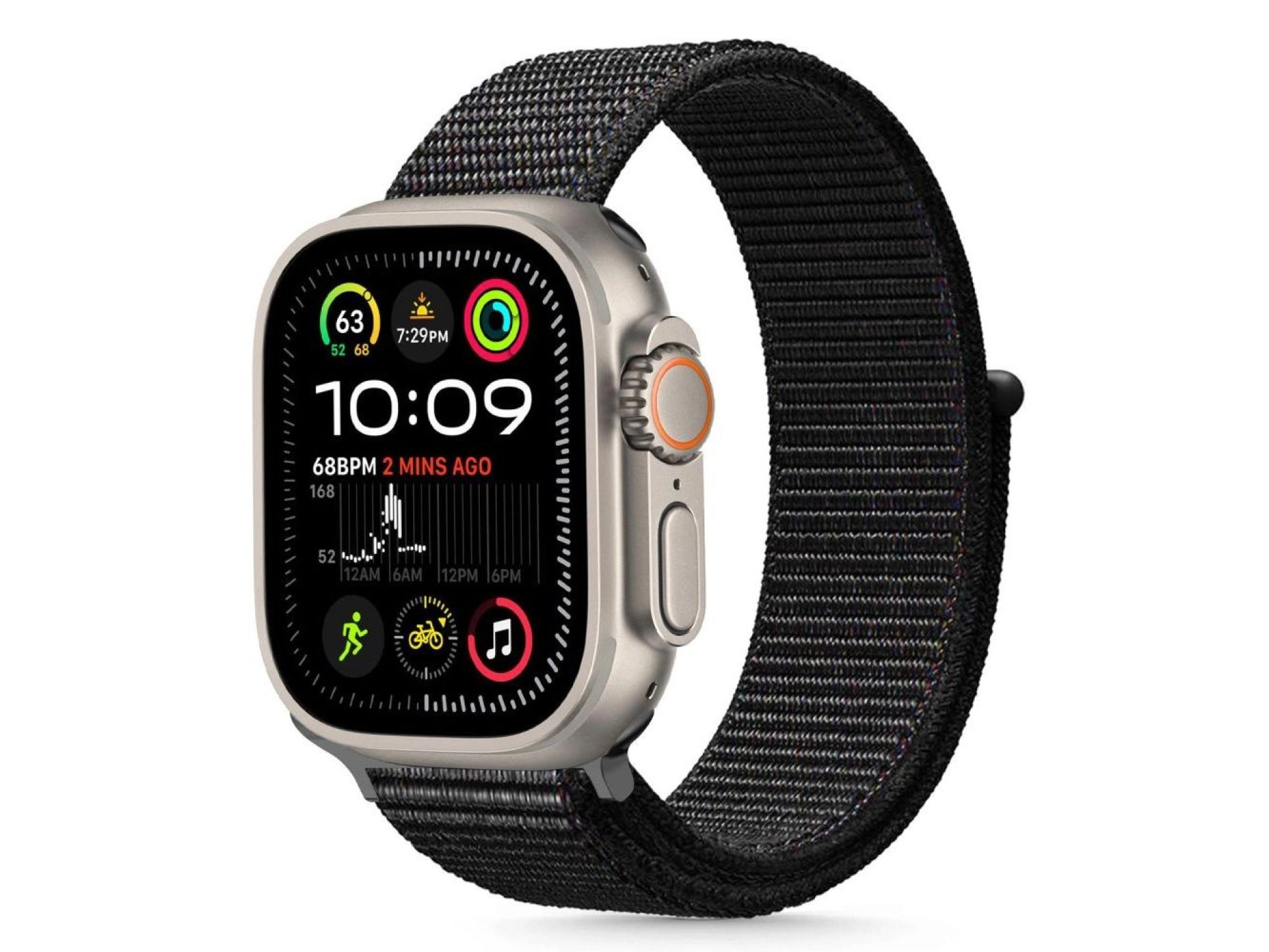 Correa de nailon Tech-Protect para Apple Watch de 44/45/46/49 mm - Negra