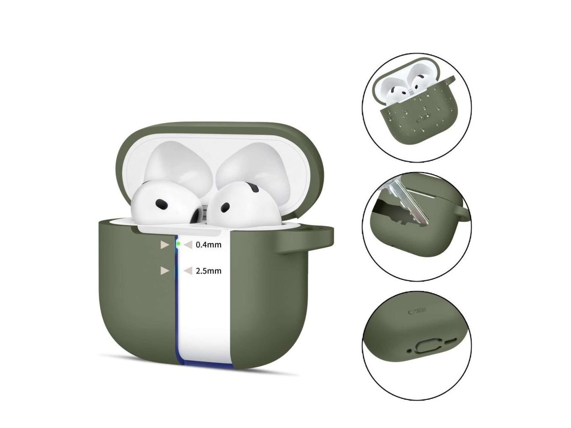 Tech-Protect Silicone Hook Case for AirPods 4 - Green