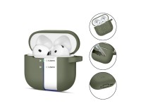 Tech-Protect Silicone Hook Case for AirPods 4 - Green Tech-Protect Silicone Hook Case for AirPods 4 - Green