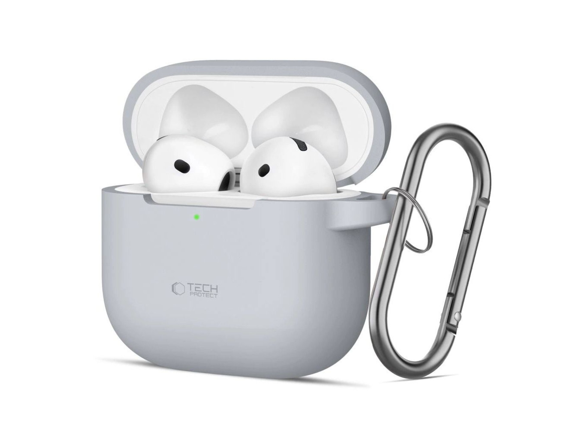 Capa de silicone com gancho Tech-Protect para AirPods 4 - Cinza
