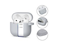 Capa de silicone com gancho Tech-Protect para AirPods 4 - Cinza