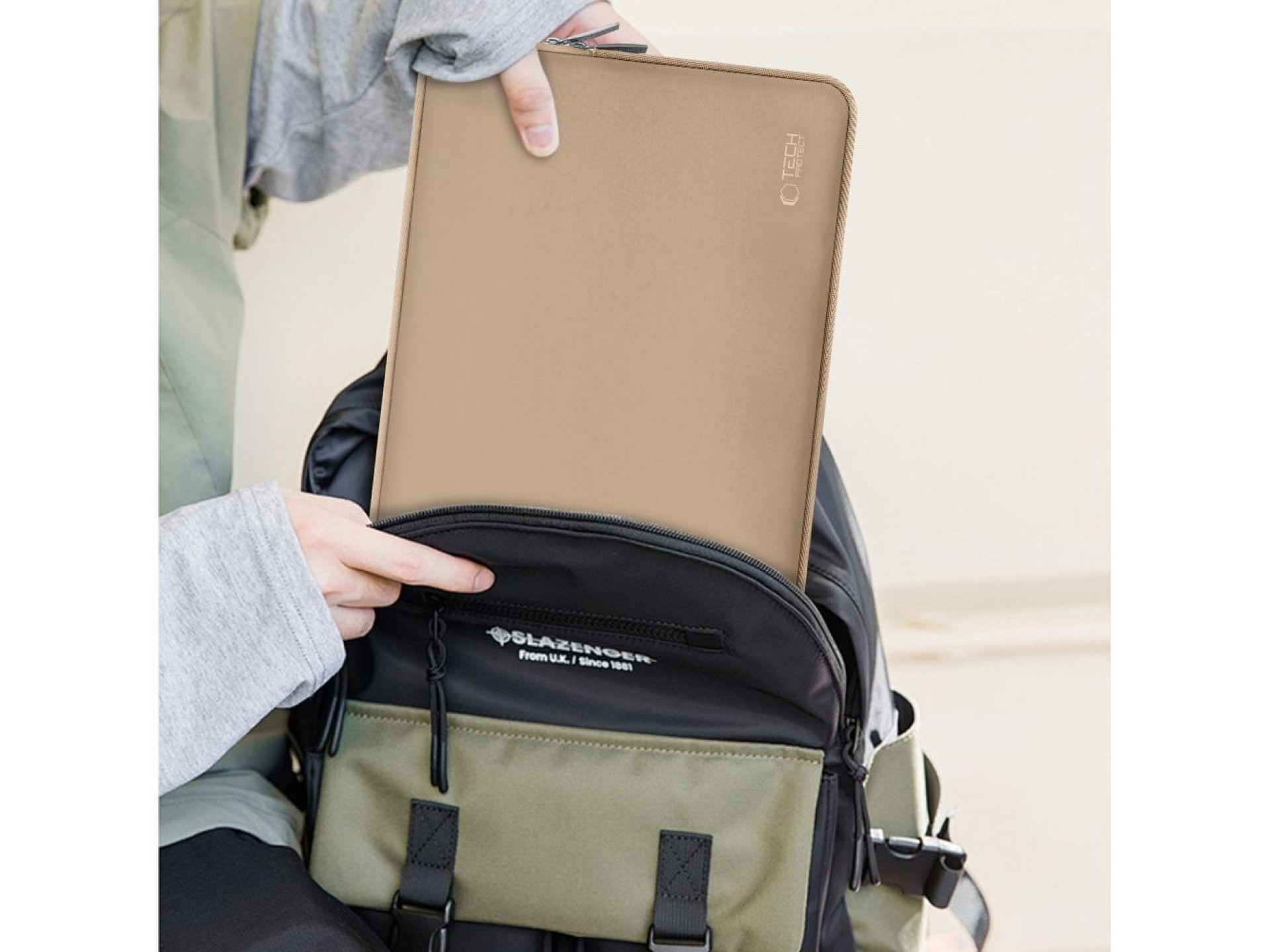 Bolsa para laptop Tech-Protect Neoslim de 15 a 16 polegadas - Bege