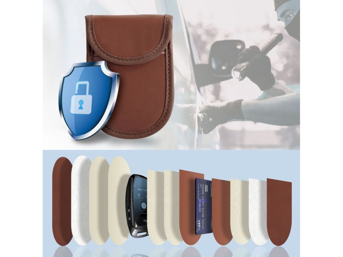 Capa para chave de carro Tech-Protect KLR100 com bloqueio RFID - Marrom
