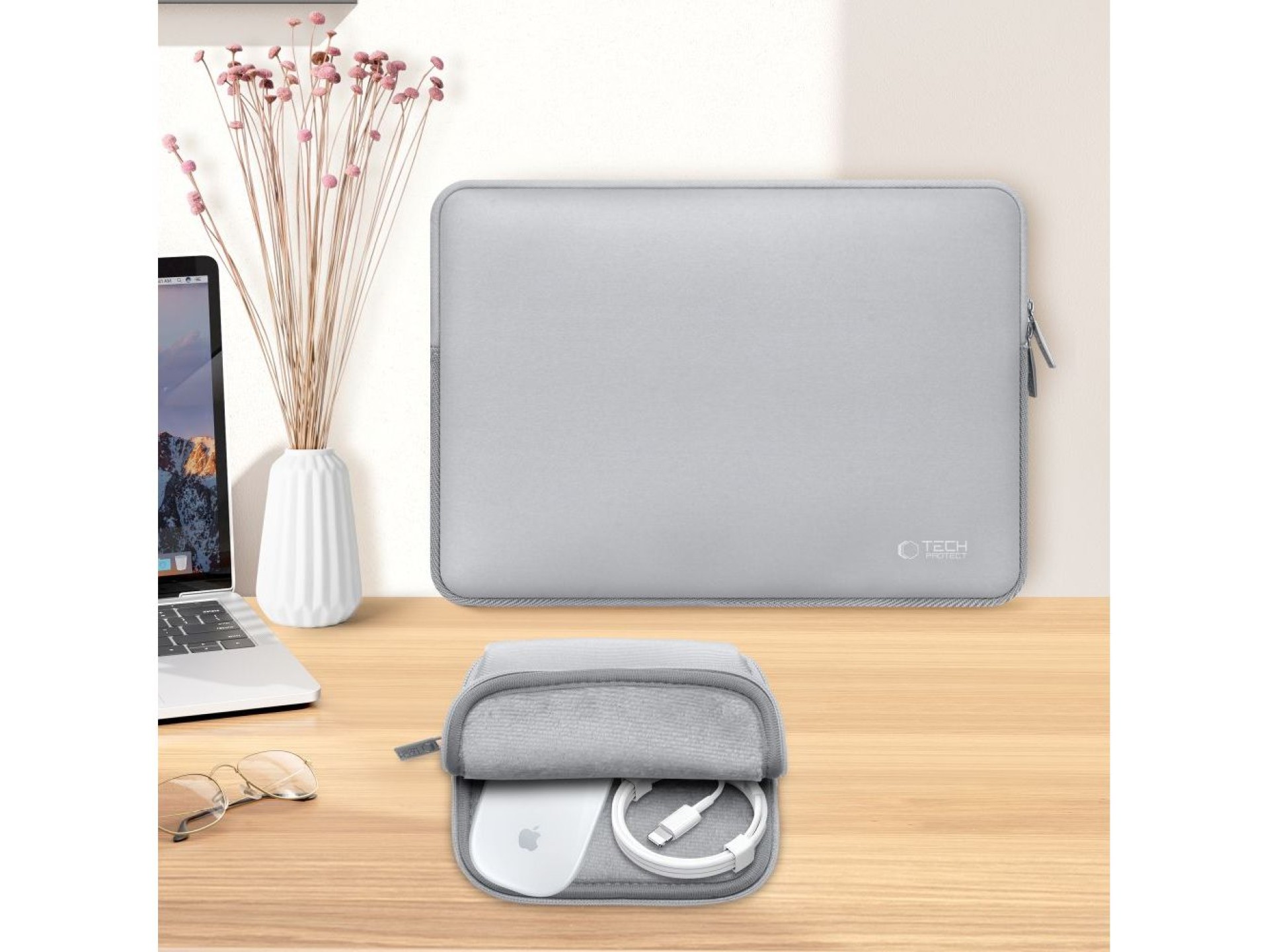 Bolsa para laptop Tech-Protect Neoslim de 13 a 14 polegadas - Cinza