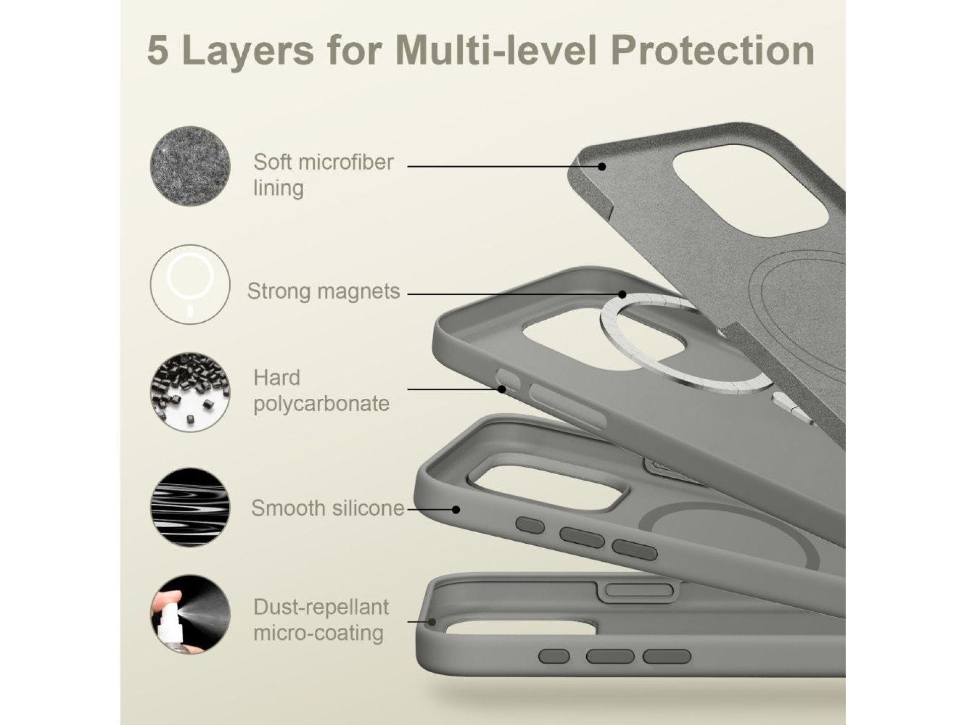 Capa de silicone Tech-Protect MagSafe para iPhone 16 Pro Max - Cinza