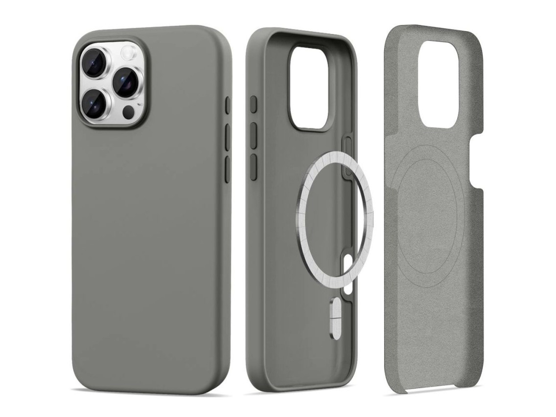 Capa de silicone Tech-Protect MagSafe para iPhone 16 Pro Max - Cinza