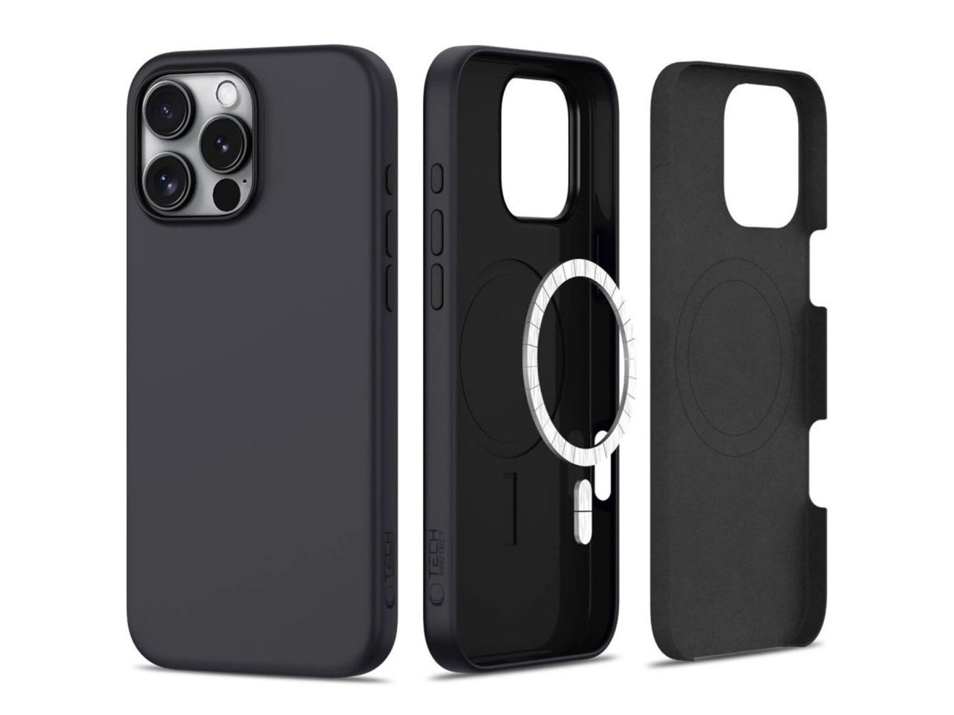 Funda Tech-Protect de silicona MagSafe para iPhone 16 Pro - Negra