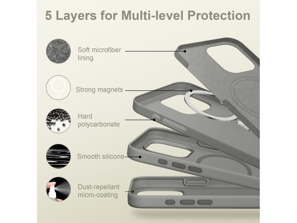 Capa de silicone Tech-Protect MagSafe para iPhone 16 Pro Max - Cinza