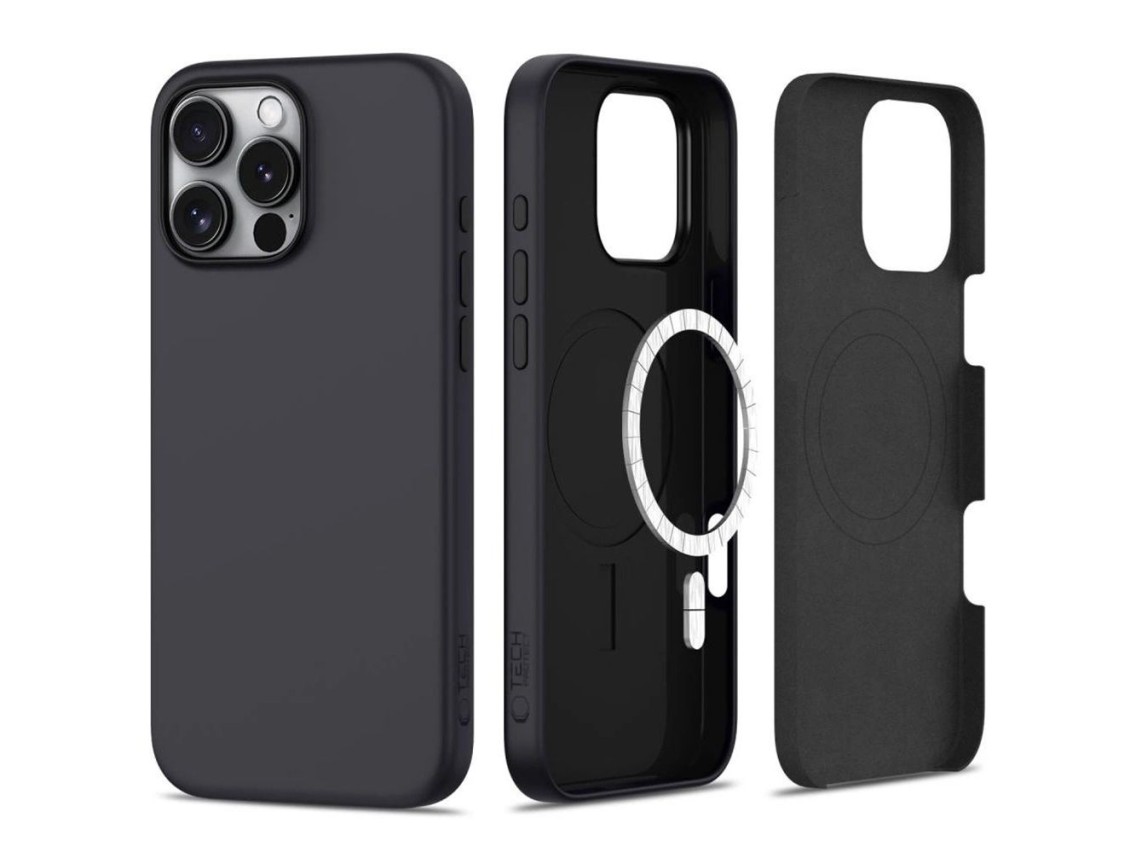Funda Tech-Protect de silicona MagSafe para iPhone 16 Pro - Negra
