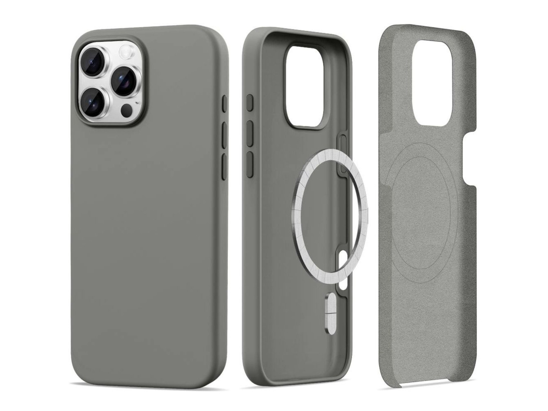 Capa de silicone Tech-Protect MagSafe para iPhone 16 Pro Max - Cinza