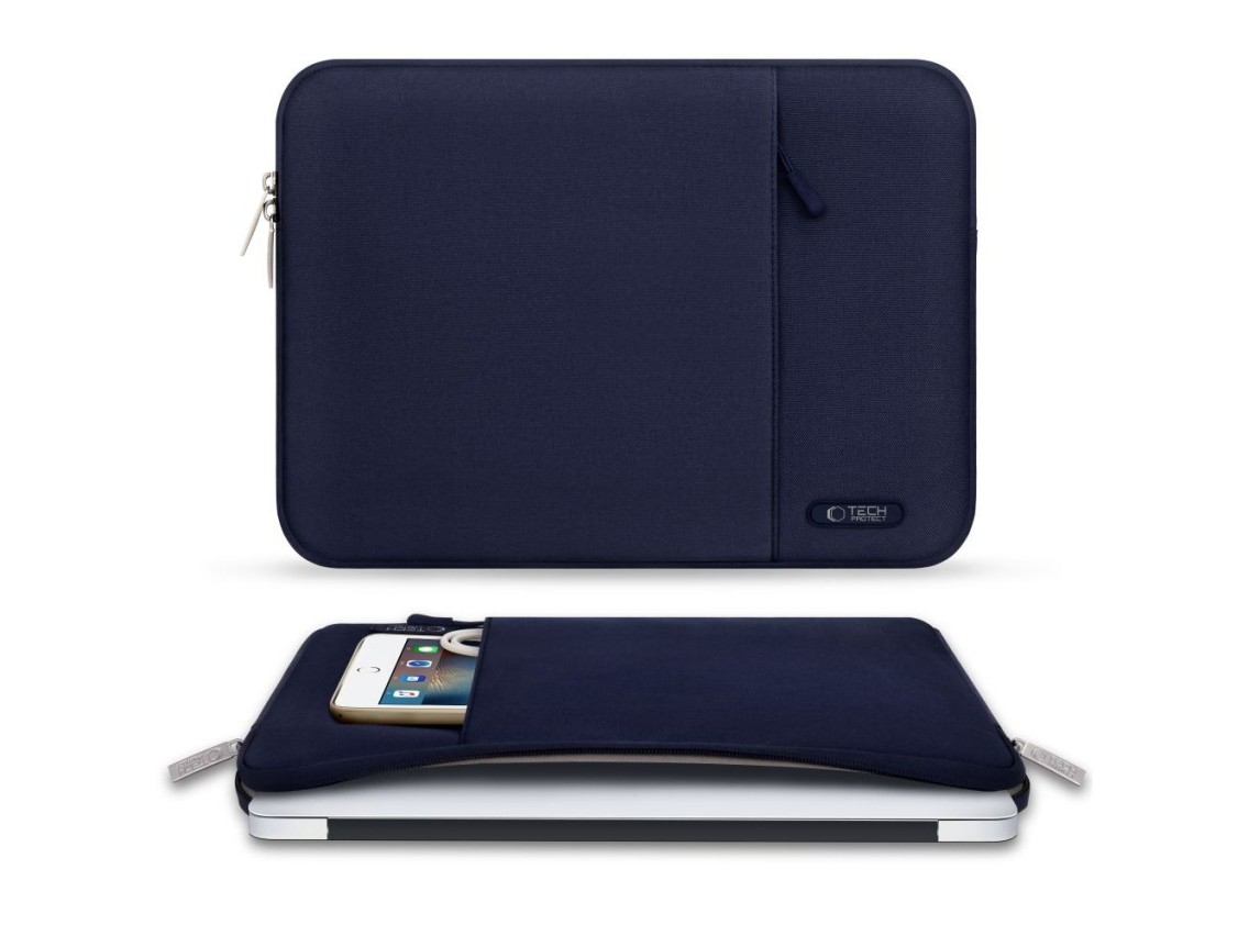 Capa protetora Tech-Protect para laptop de 13 a 14 polegadas - Azul Marinho