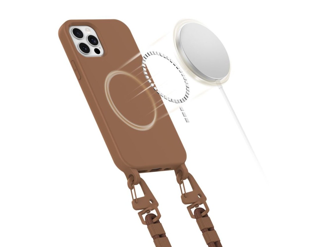 Capa Tech-Protect MagNecklace MagSafe para iPhone 12 / 12 Pro - Marrom