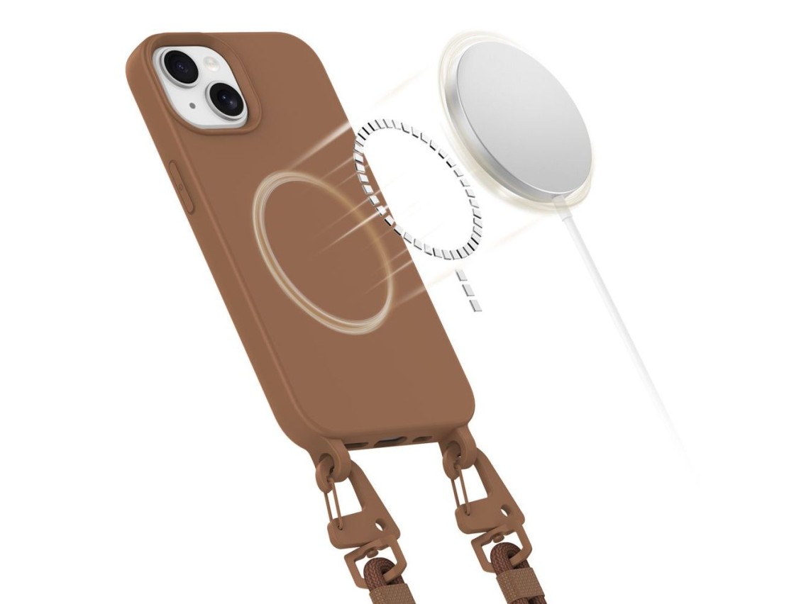 Capa Tech-Protect MagNecklace MagSafe para iPhone 15 - Marrom
