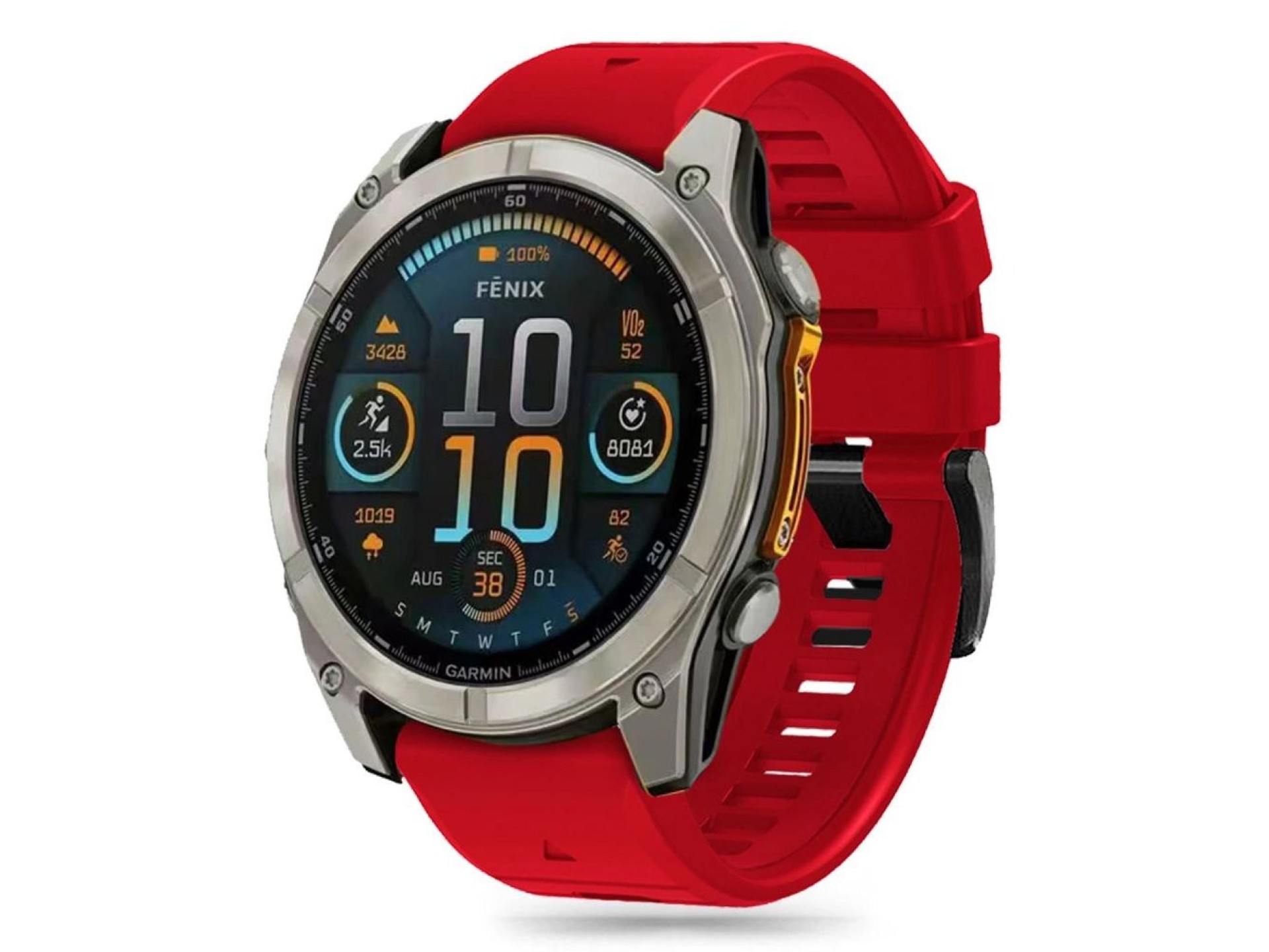Tech-Protect Silicone Line Strap for Garmin Fenix 5X / 5X Plus / 6X / 6X Pro / 7X / 8 (51 mm) - Red