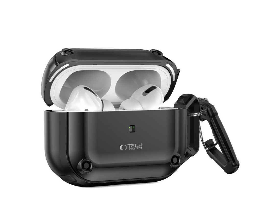 Capa Tech-Protect com Gancho Reforçado e Mosquetão para Apple AirPods Pro 1/2 - Preta